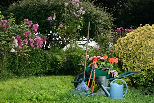 Beautifully mowed lawn in a Uxbridge backyard