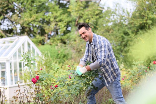 Operative assessing waste area before cleaning